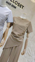 Casual Asymmetrical Fall Tops With Trousers Sets